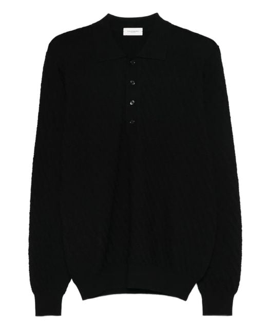 Paolo Pecora Black Jacquard Polo Shirt for men