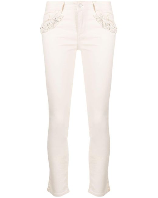 Liu Jo Bottom Up Embellished Skinny Jeans in White | Lyst Canada