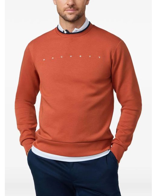 Hackett Orange Logo-Print Crew-Neck Sweater for men