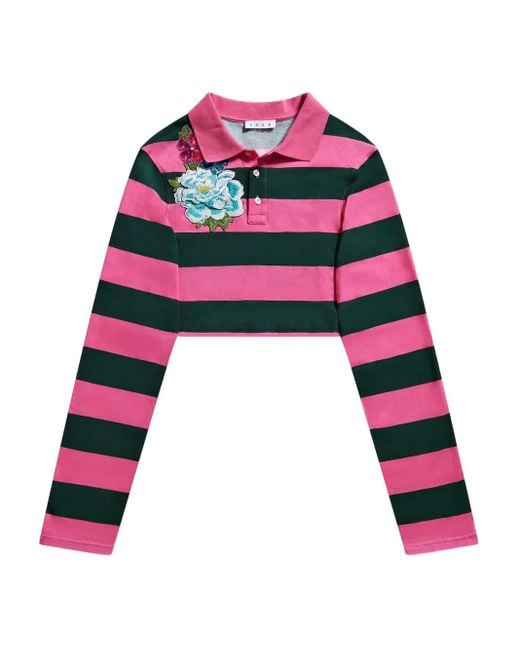 Area Black Cropped-Oberteil mit Stickerei