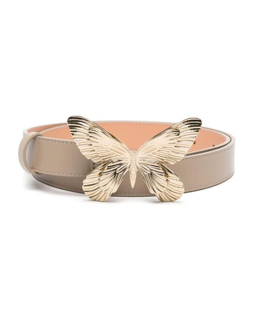 Blumarine Natural Butterfly-buckle Leather Belt