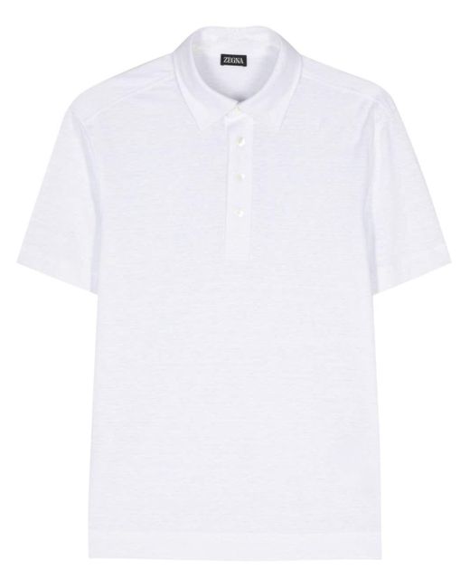 Zegna Short-sleeves linen polo shirt in White für Herren