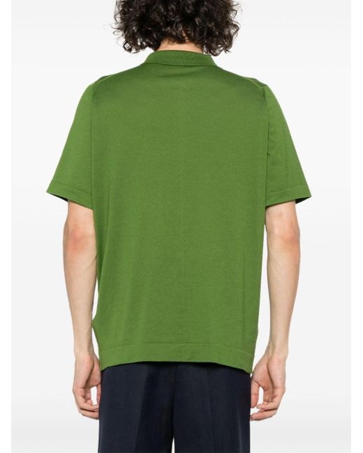 John Smedley Green Fine-knit Short-sleeved Shirt for men