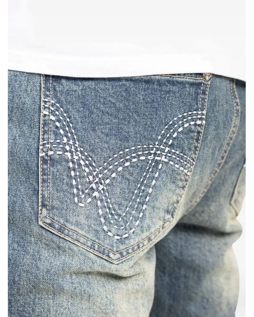GUAPI Blue Knight Crystal-Embellished Paneled Jeans for men