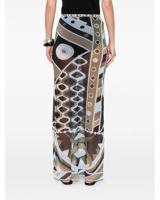 Emilio Pucci White Printed Tulle Skirt
