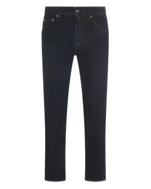 Jacob Cohen Jeans Met Leren Patch in het Blue voor heren