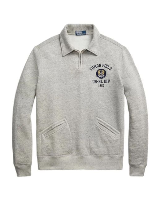 Polo Ralph Lauren Gray Zip-Collar Polo Shirt for men