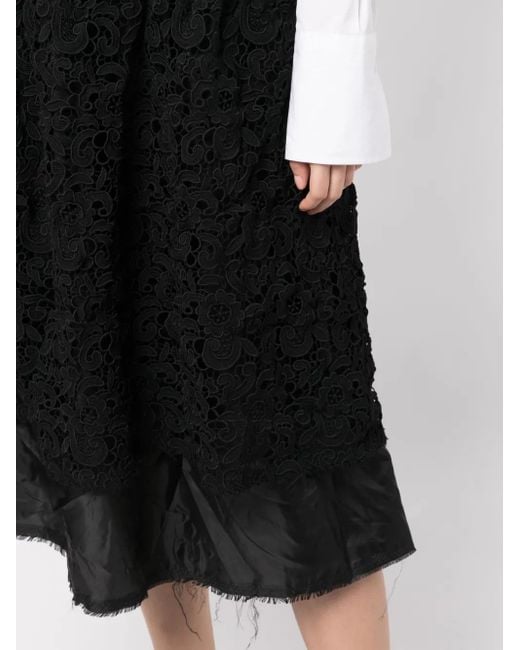 Comme des Garçons Black Floral-Lace High-Waisted Skirt