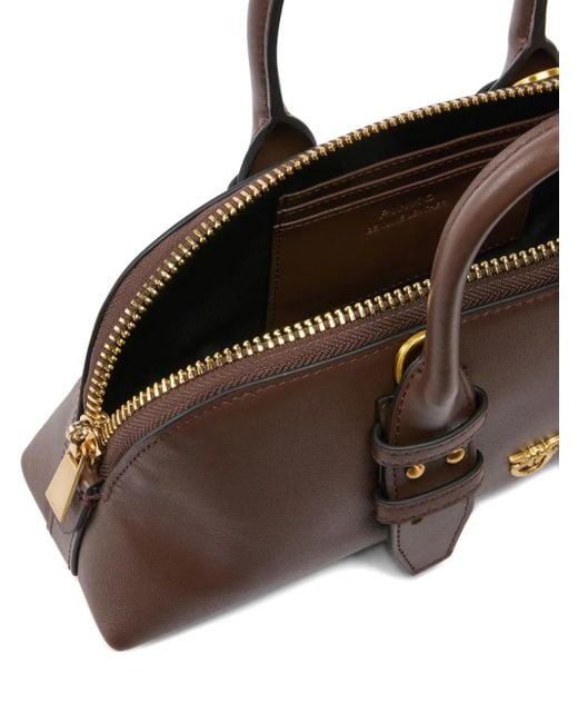 Pinko Brown Leather Top-Handle Tote Bag