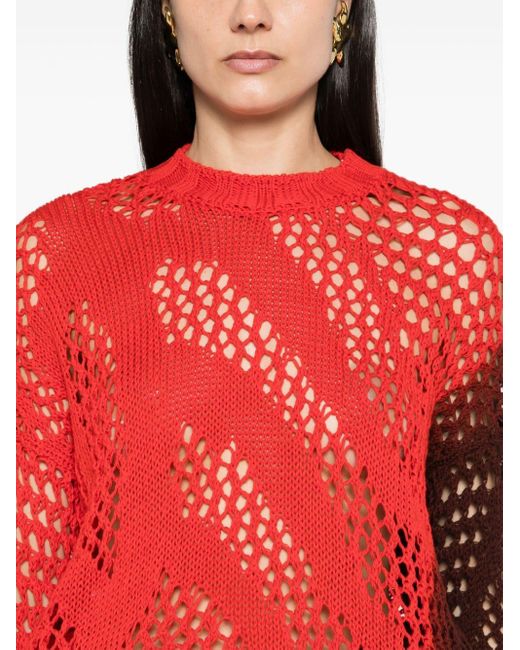 The Attico Red Crochet Dyed Sweater