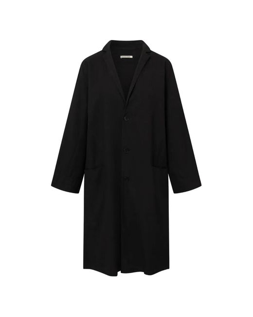 Black Crane Black Crinkled Button Coat