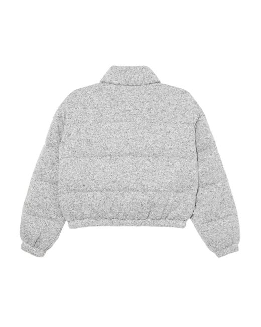 Chocoolate Gray Logo-Embroidered Puffer Jacket