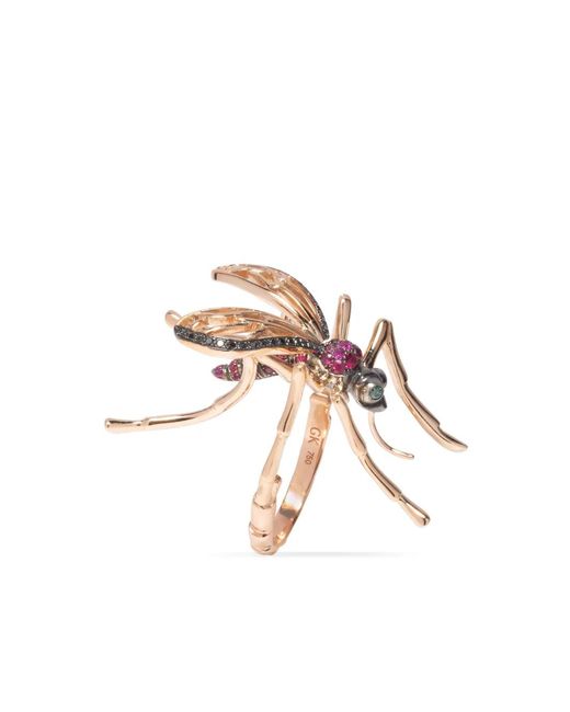 Gaelle Khouri White 18Kt Rose Diamond And Ruby Ring