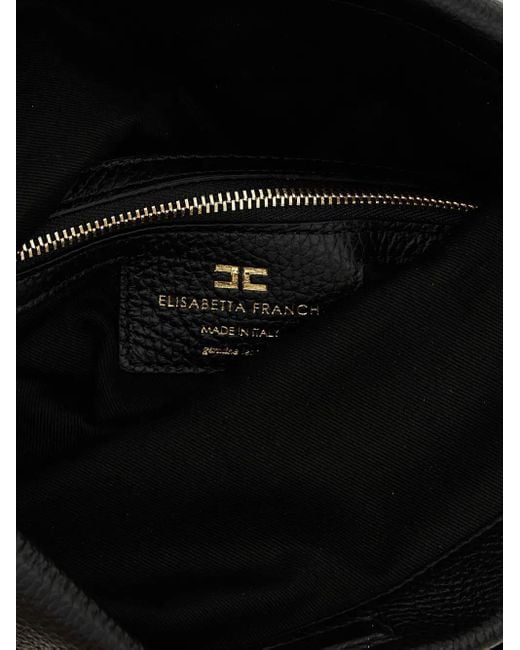 Elisabetta Franchi Black Logo-Embossed Folded Shoulder Bag