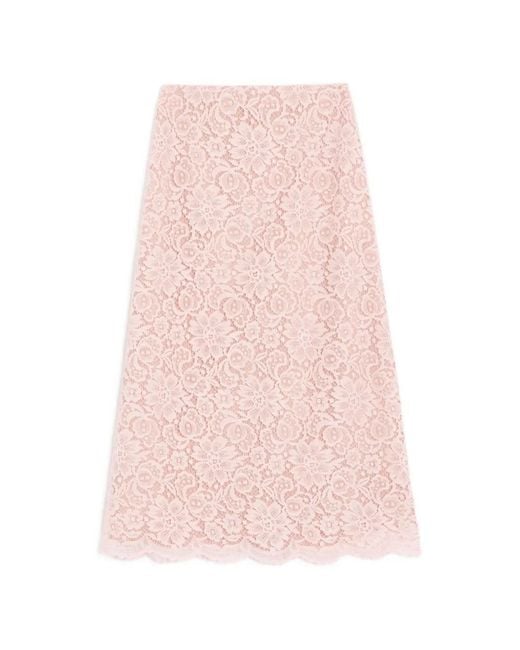 Valentino Garavani Pink Lace Midi Skirt