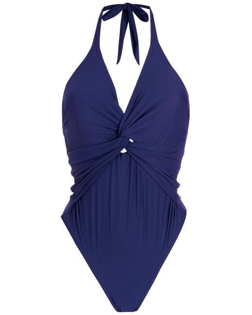 Amir Slama Blue V-Neck Swimsuit