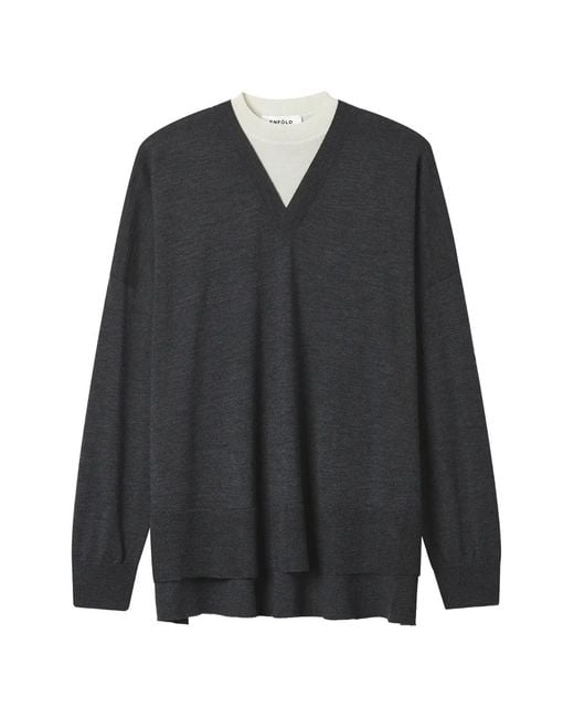 Enfold Black V-Neck Long-Sleeved Knitwear