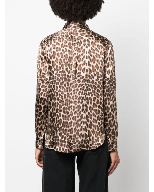 P.A.R.O.S.H. Brown Leopard-print Silk-satin Shirt