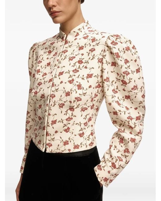 12 STOREEZ White Nastenka Floral-Print Jacket