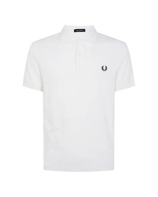 Fred Perry White Logo-Embroidered Polo Shirt for men