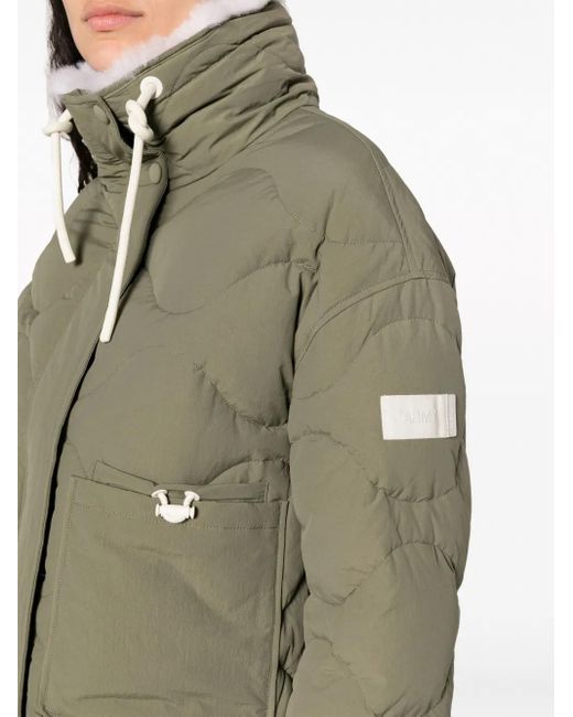 Yves Salomon Green High-Neck Quilted Jacket