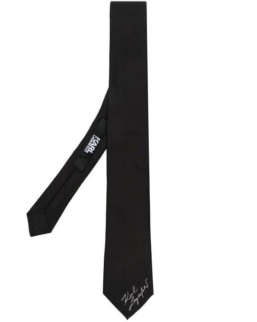 Karl Lagerfeld Faille Silk Tie in Black for Men | Lyst
