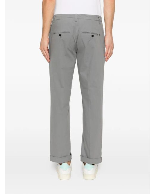 Dondup Gray Pressed-Crease Turned-Up Trousers for men