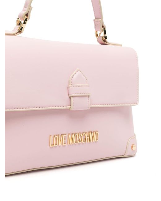Love Moschino Pink Umhängetasche mit Logo-Schild