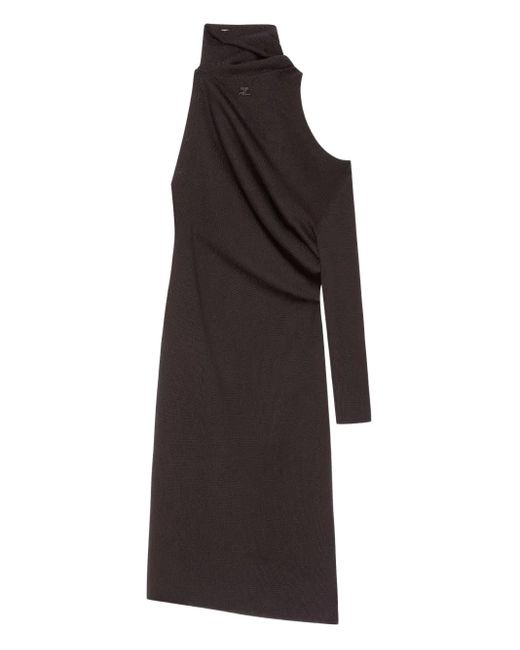 Courreges Brown Draped Wool Midi Dress