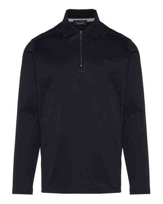 Paul & Shark Blue Long-Sleeve Zip Polo Shirt for men