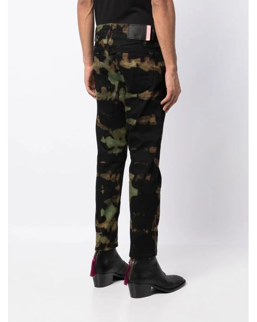 Stain Shade Black Abstract-Print Straight-Leg Jeans for men