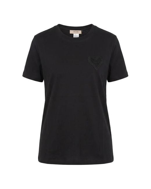 Twinset Black Heart-Appliqué Short-Sleeve T-Shirt