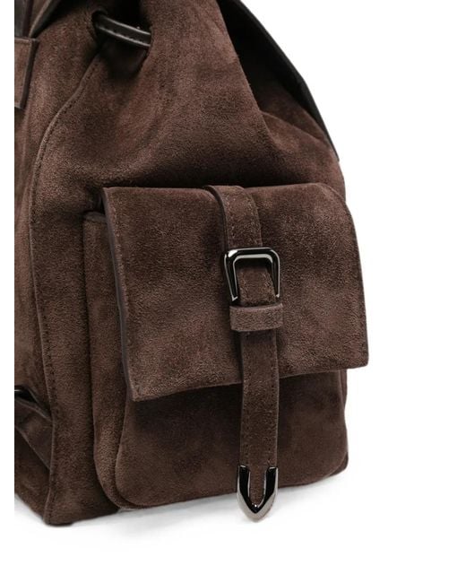 Brunello Cucinelli Brown Sartorial Suede-Finish Buckle-Fastening Backpack