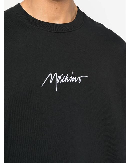 Moschino Black Logo-Print Crew-Neck Sweatshirt for men