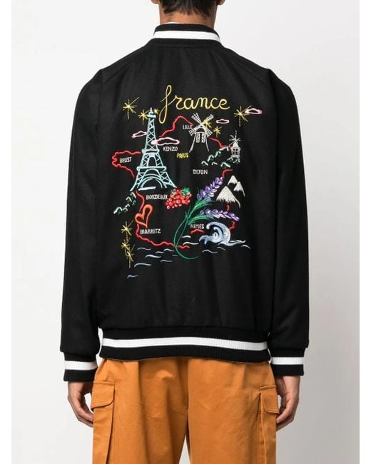 KENZO Black France Japan Reversible Bomber Jacket for men