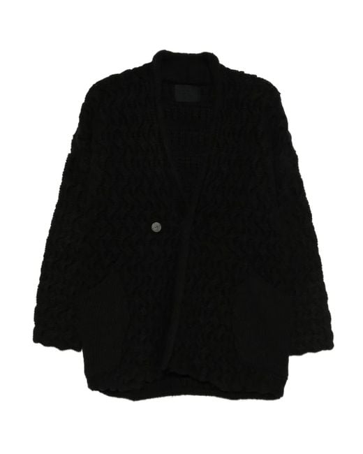 DEVOA Black Cable-Knit Cardigan for men