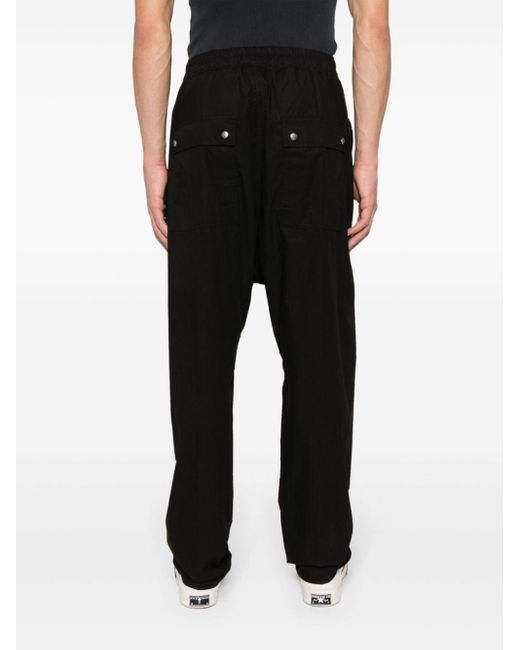 Rick Owens Black Tapered Drop-crotch Trousers for men