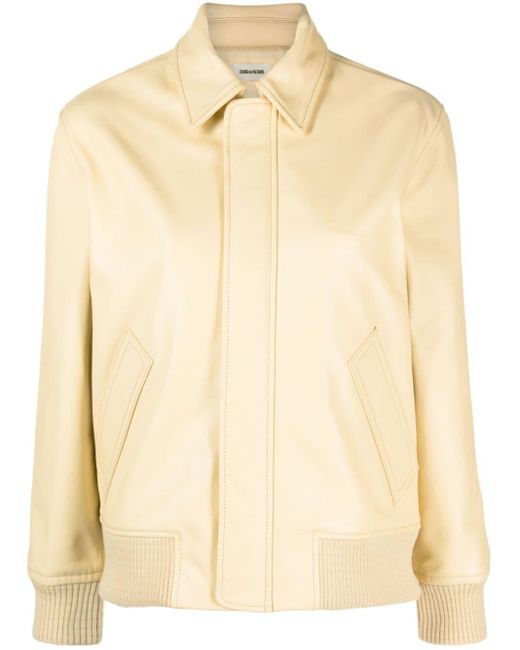 Zadig & Voltaire Natural Kaia Leather Bomber Jacket