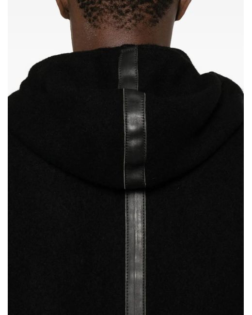 Layer Zero Black Stripe-Detail Hooded Coat for men