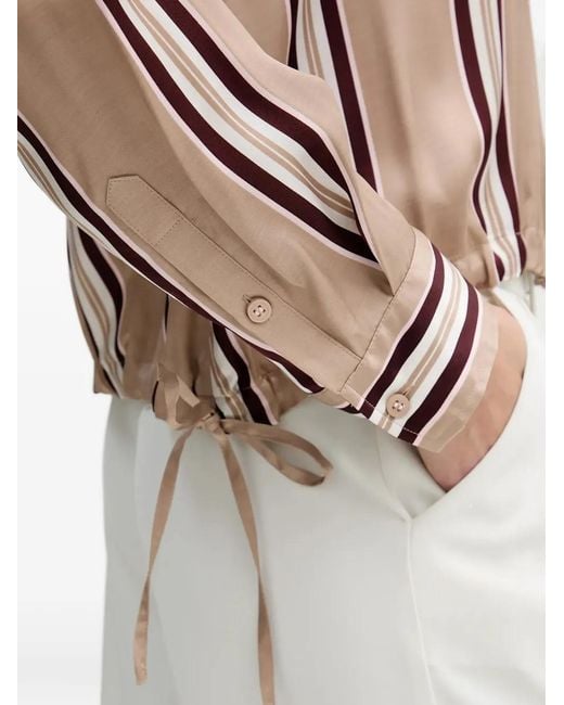 MARC AUREL Natural Striped Button-Up Shirt