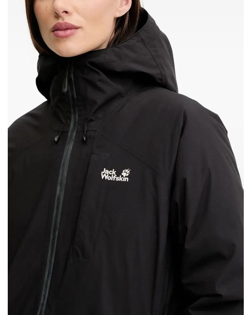 Jack Wolfskin Black Zip-Fastening Hooded Performance Jacket