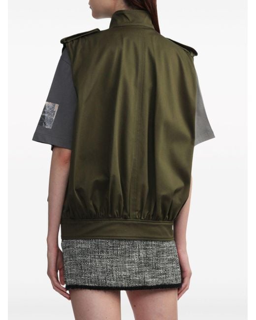 MSGM Green Logo-embroidered Cotton Gilet