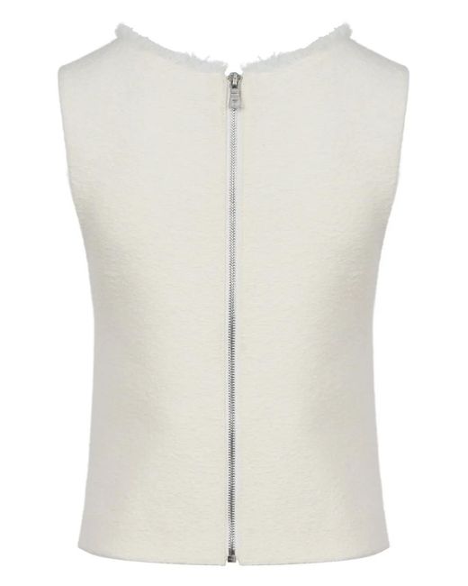 Ports 1961 White Logo-Embroidered Tweed Top