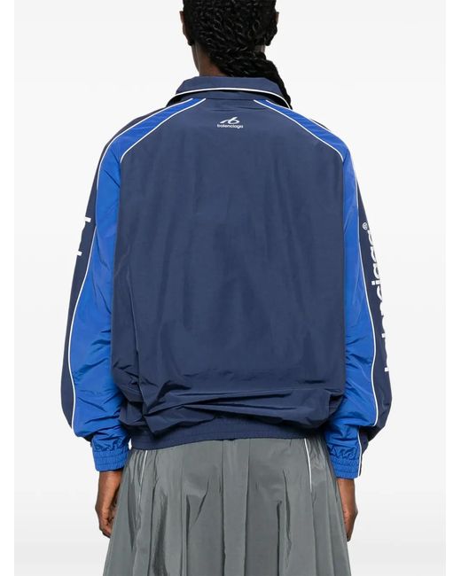 Balenciaga Blue Logo-Print Panelled Jacket