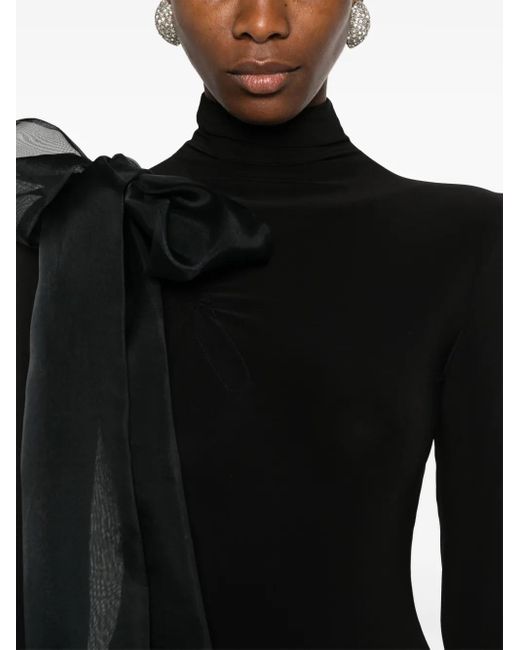 Atu Body Couture Black Draped-Detail Bodysuit