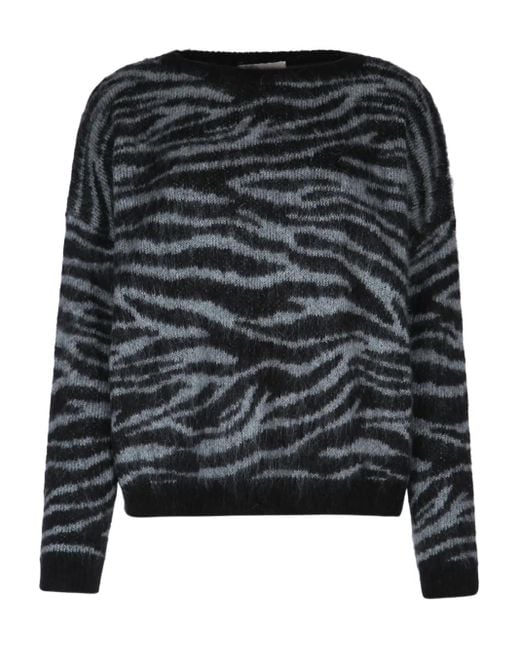 iBlues Black Zebra-Print Knit Jumper