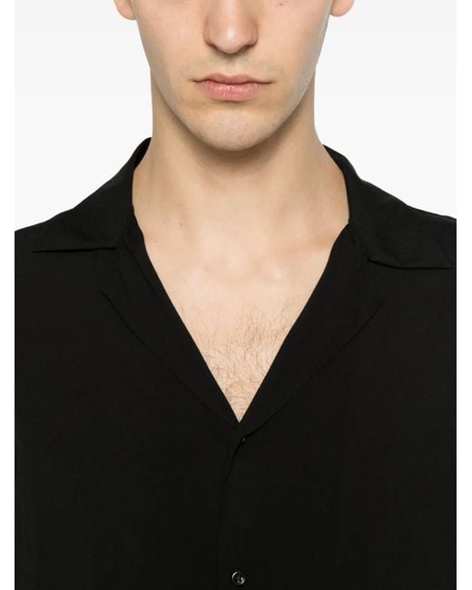 MARSĒM Black Short-Sleeve Camp-Collar Shirt for men