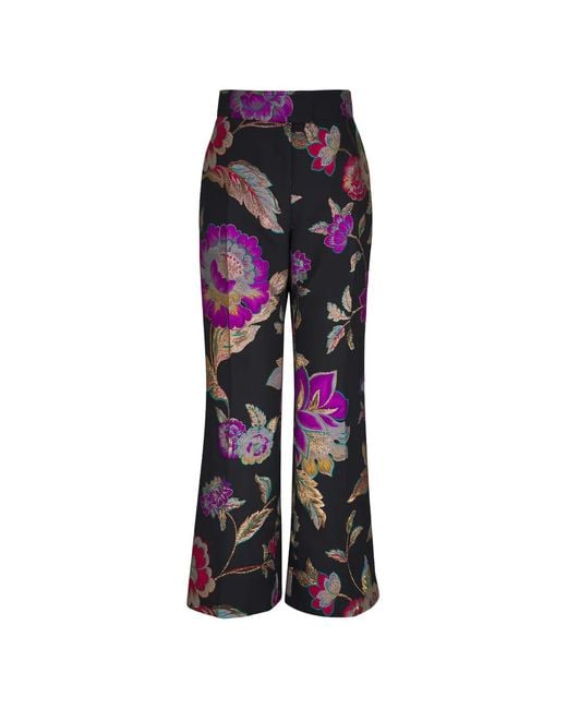 Valentino Garavani Purple Jacquard Floral Trousers