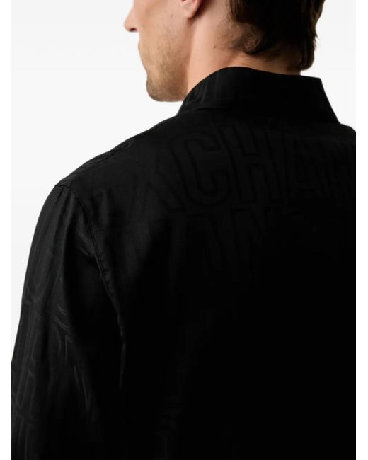 ARMANI EXCHANGE Black Logo-Jacquard Long-Sleeved Shirt for men
