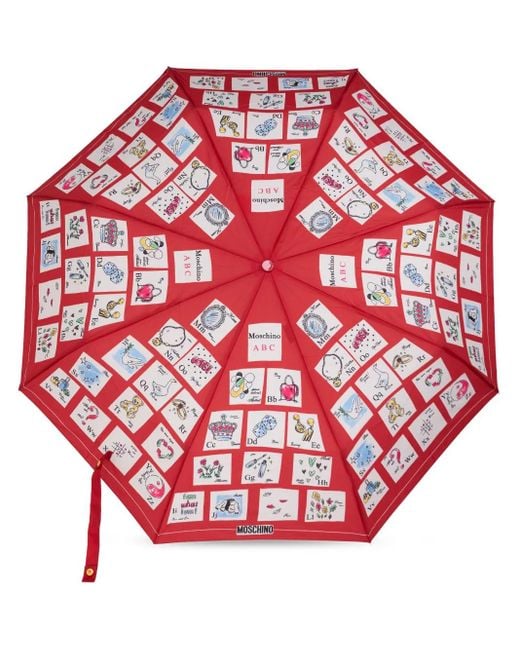 Moschino Red Regenschirm Mit Alphabet-Print